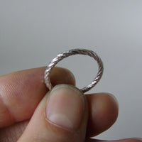 silver diamond cut weave ring