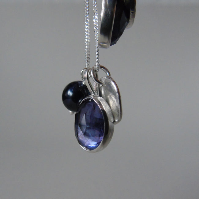 silver moonlit night iolite necklace