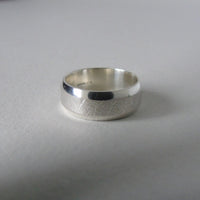 silver hand-forged 8mm leaf texture ring