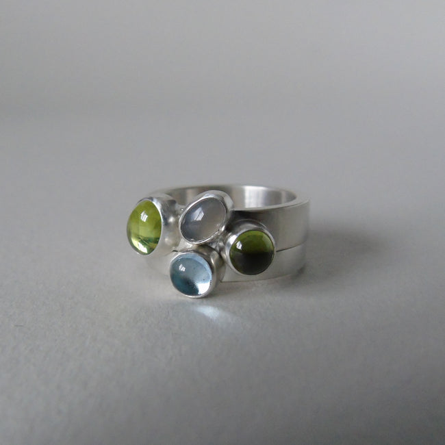 Rockpool pair of silver rings