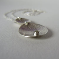 silver two leaf dish white topaz necklace