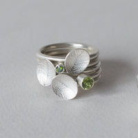 silver little leaf stacking ring