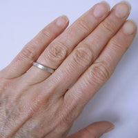 silver hand-forged 3mm leaf texture ring