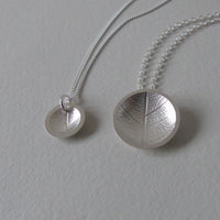 silver mini concave leaf necklace