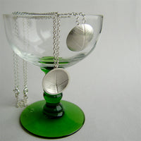 silver convex leaf necklace