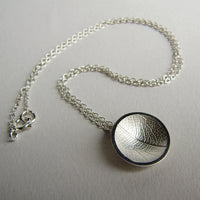 silver concave leaf necklace