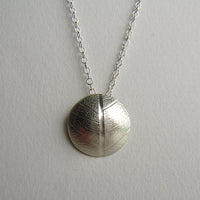 silver convex leaf necklace