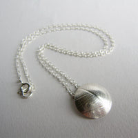 silver convex leaf necklace