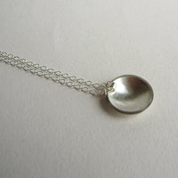 silver convex leaf necklace