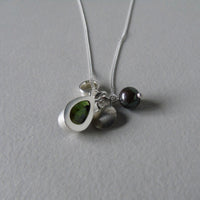 silver leaf and green tourmaline necklace