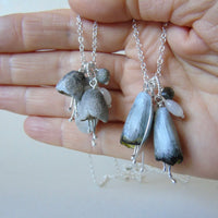 silver leaf and double porcelain pod necklace