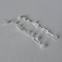 Long drop silver and aquamarine earrings