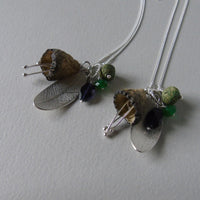 silver leaf and single porcelain pod necklace #2