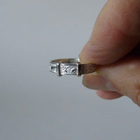 silver 'christening bangle' ring with gold detail