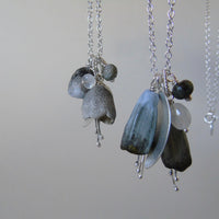 silver leaf and double porcelain pod necklace