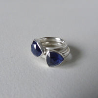 silver ring with trillion iolite