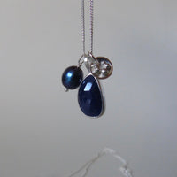 silver moonlit night sapphire necklace