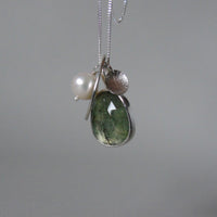 silver leaf and prehnite charm necklace