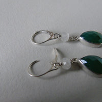 Green onyx drop earrings