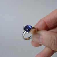 silver ring with trillion iolite