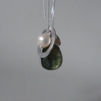 silver leaf and prehnite charm necklace