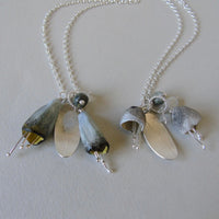 silver leaf and double porcelain pod necklace