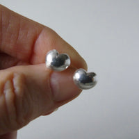 silver nugget heart studs