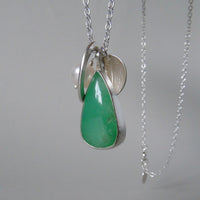 silver leaf and chrysoprase necklace