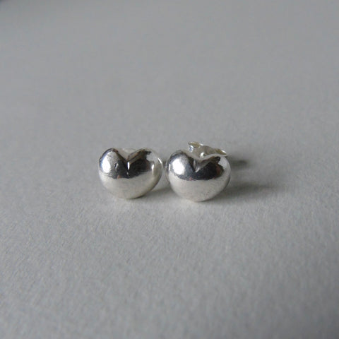 silver nugget heart studs