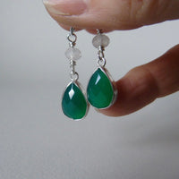 Green onyx drop earrings