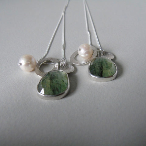 silver leaf and prehnite charm necklace
