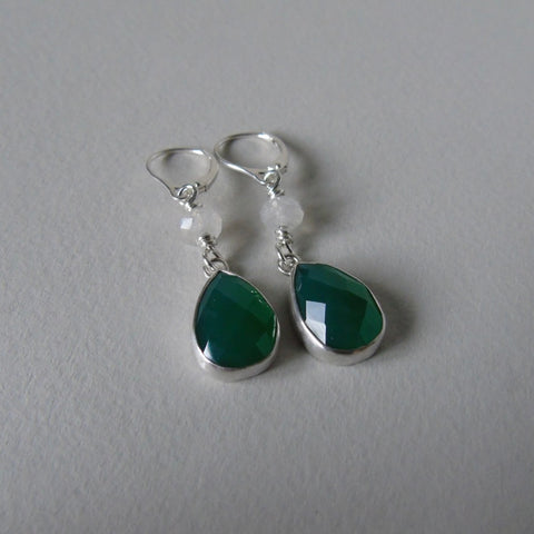 Green onyx drop earrings