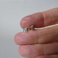 9ct solid white gold mini leaf studs