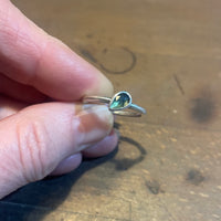 silver ring with pear green sapphire - ORDER