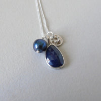 silver moonlit night sapphire necklace