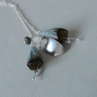 silver leaf and double porcelain pod necklace