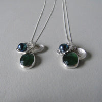 silver leaf and serpentine necklace