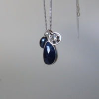 silver moonlit night sapphire necklace