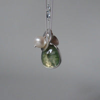 silver leaf and prehnite charm necklace