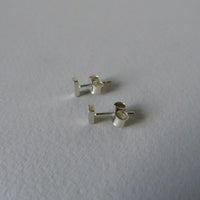 9ct solid white gold mini leaf studs