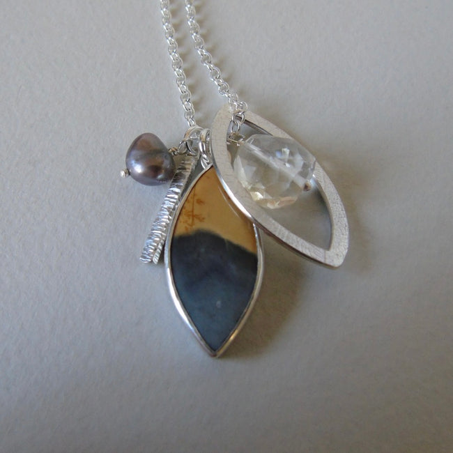 silver lone pine sunset necklaces