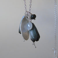 silver leaf and double porcelain pod necklace