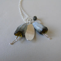 silver leaf and double porcelain pod necklace