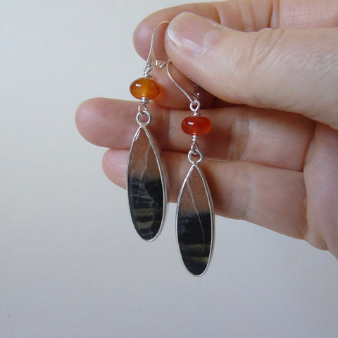 candy corn agate lightning strike earrings