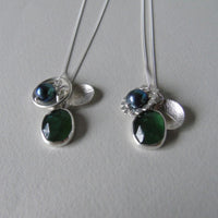 silver leaf and serpentine necklace