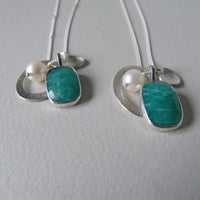 silver leaf and Amazonite charm necklace