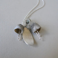 silver leaf and double porcelain pod necklace