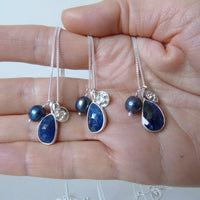 silver moonlit night sapphire necklace