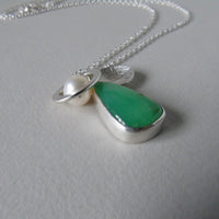 silver leaf and chrysoprase necklace