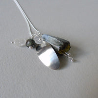 silver leaf and single porcelain pod necklace